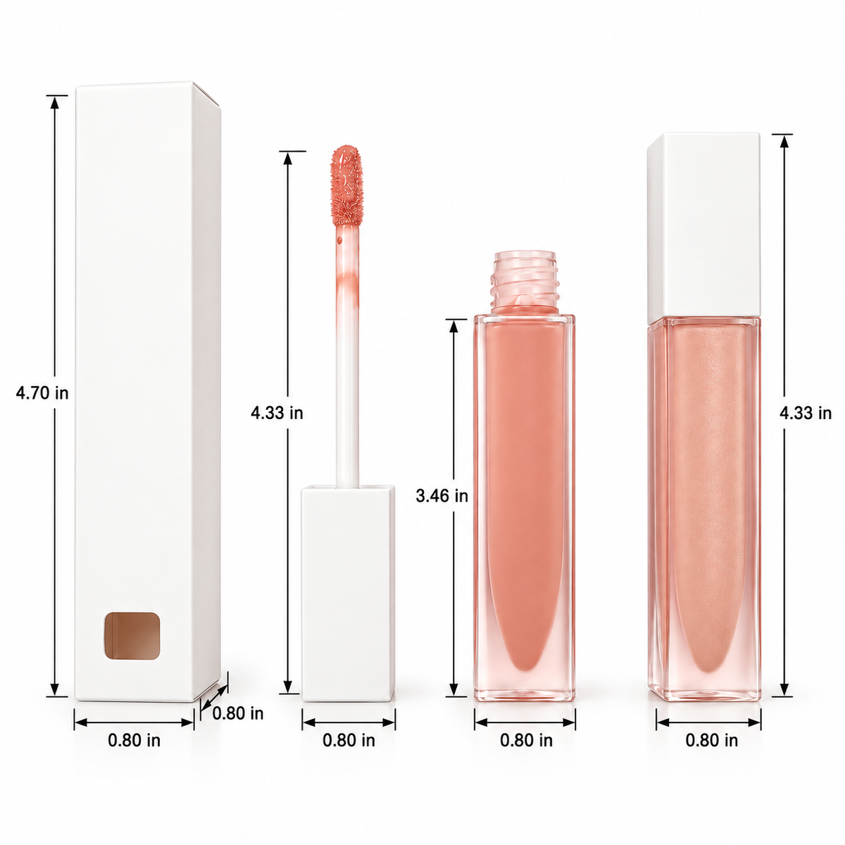 Nude Pink Liquid Lip Gloss – Soft Shine Lip Color with Precision Applicator and Elegant Clear Tube